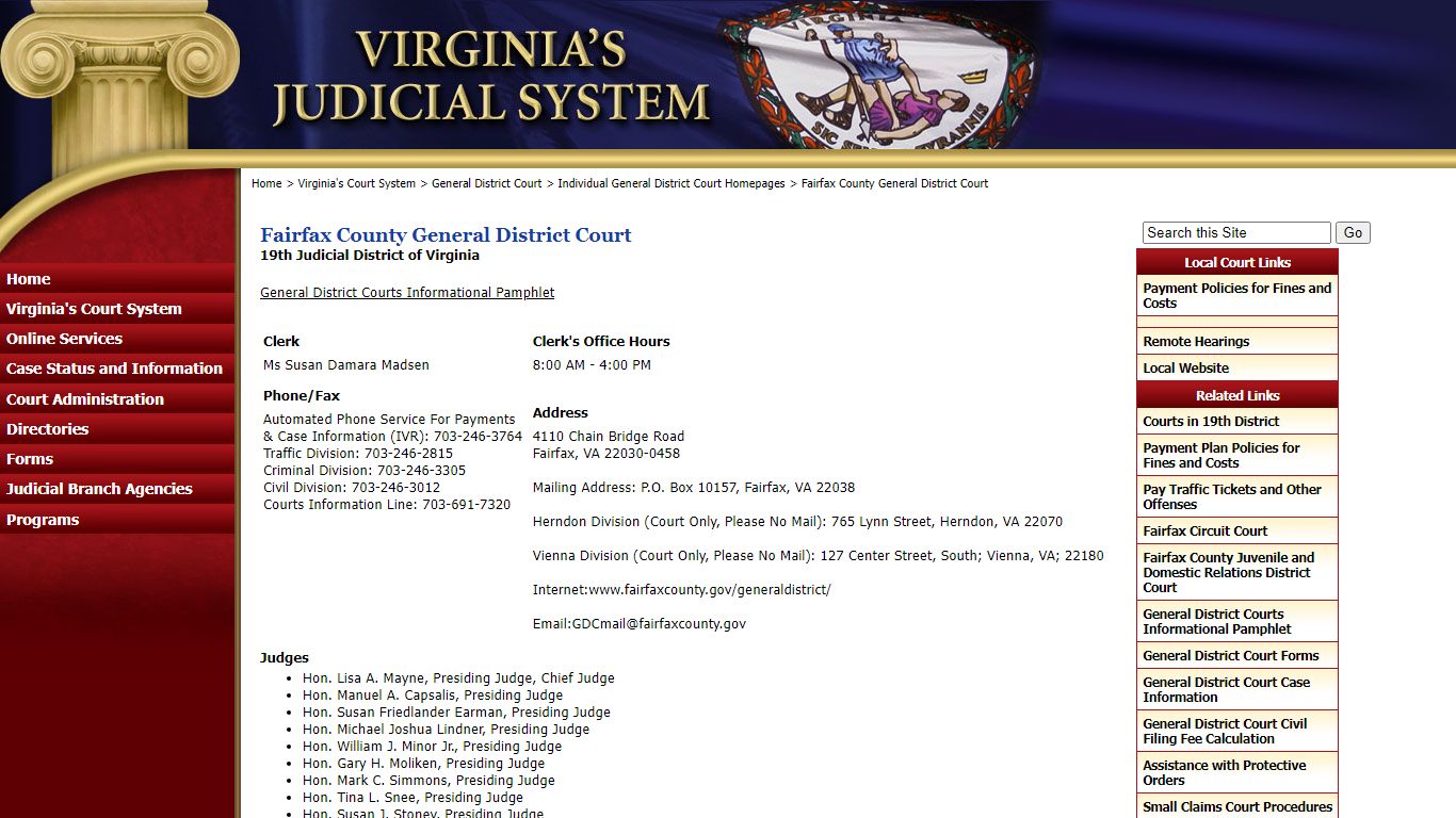 Fairfax County General District Court - Judiciary of Virginia